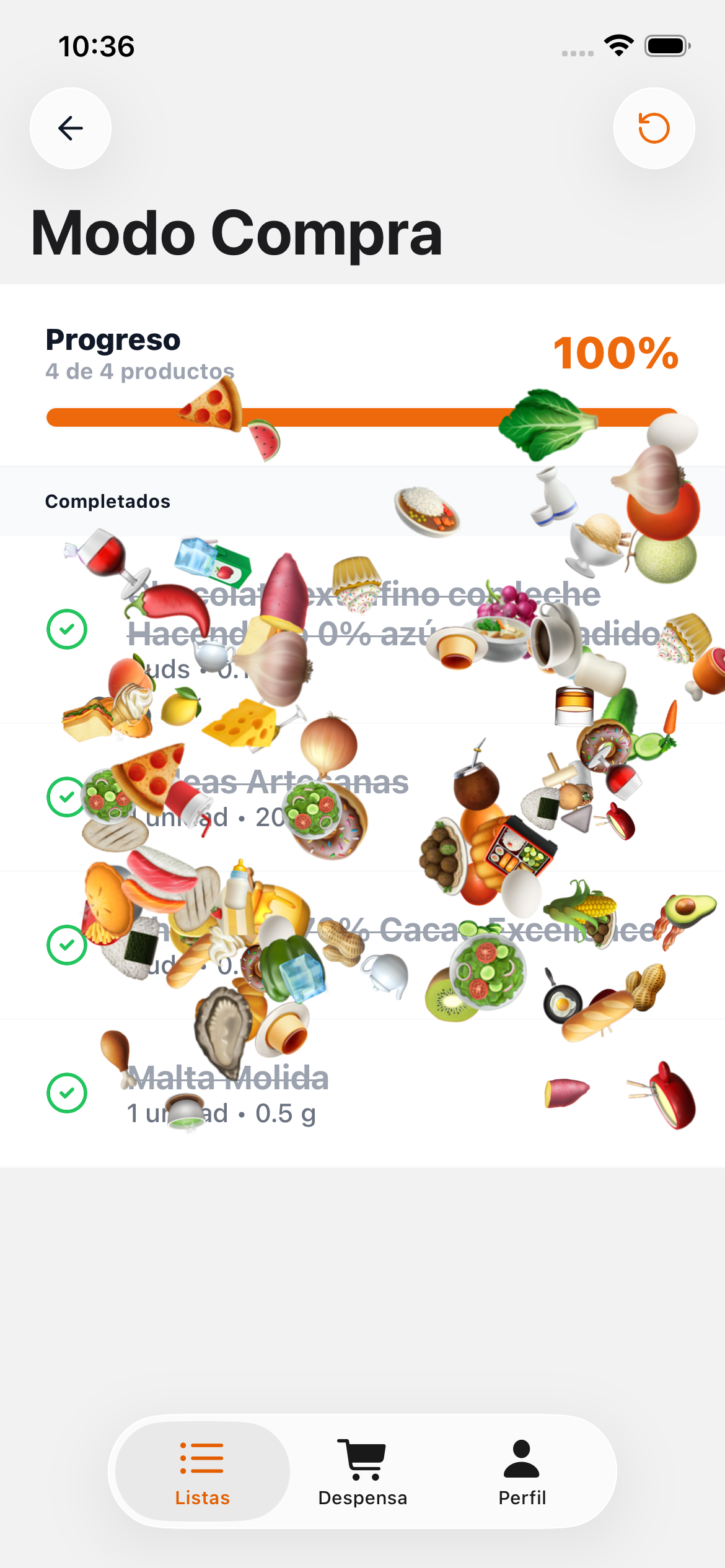 Confeti al completar